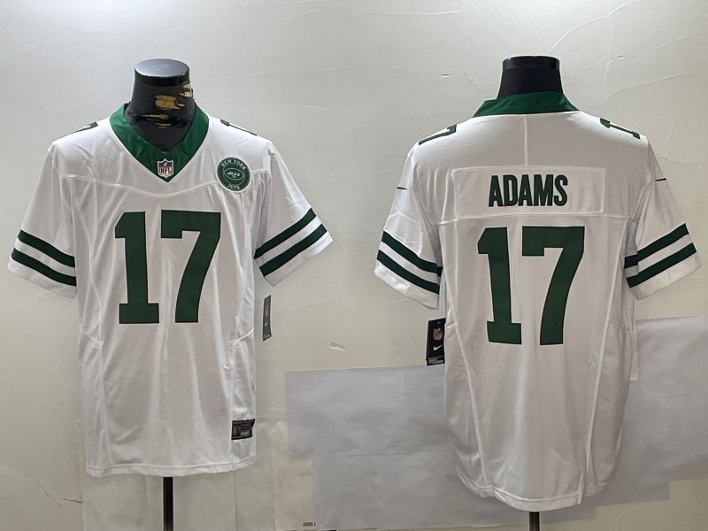 Men New York Jets #17 Adams White Throwback 2024 Nike Vapor Limited NFL Jersey style 1